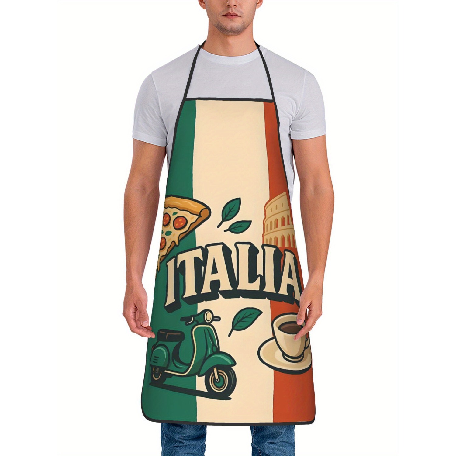 Home Cooking In Italian - Retro Italian Flag Kitchen Apron Pizza
