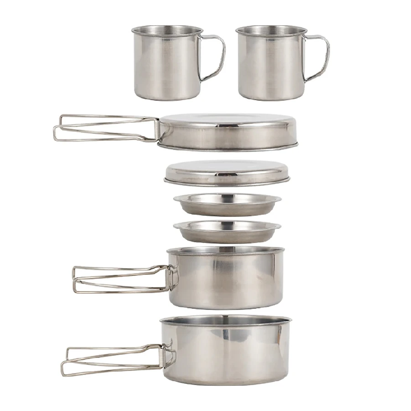 8pcs/Set Camping Cookware Mess - Paella Pan Steel ulasan dan harga