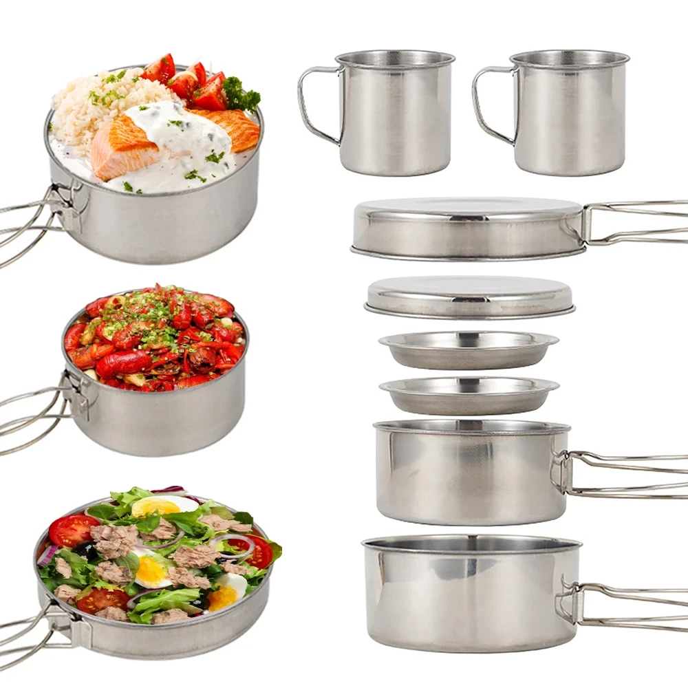 8pcs/Set Camping Cookware Mess - Paella Pan Steel ulasan dan harga