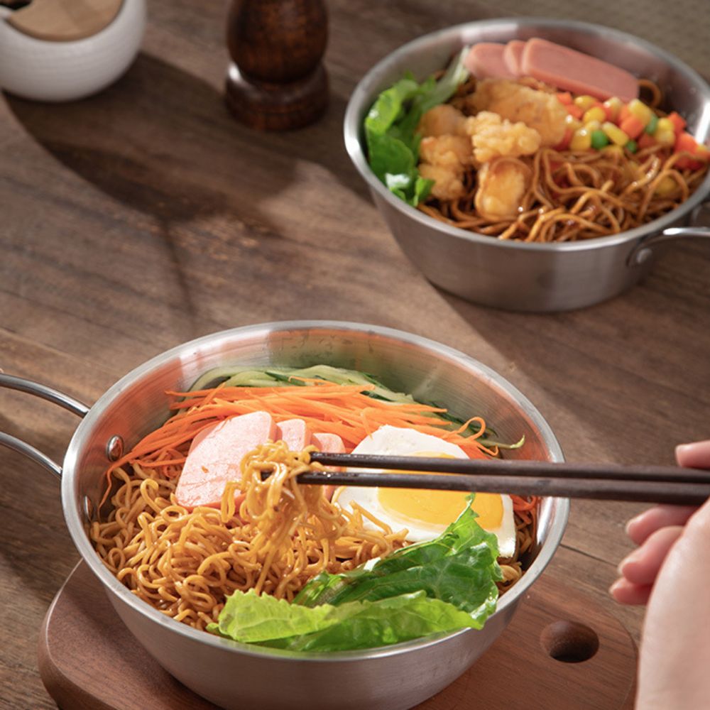 Bear Pattern Korean Noodle Bow - Paella Pan Steel ulasan dan harga