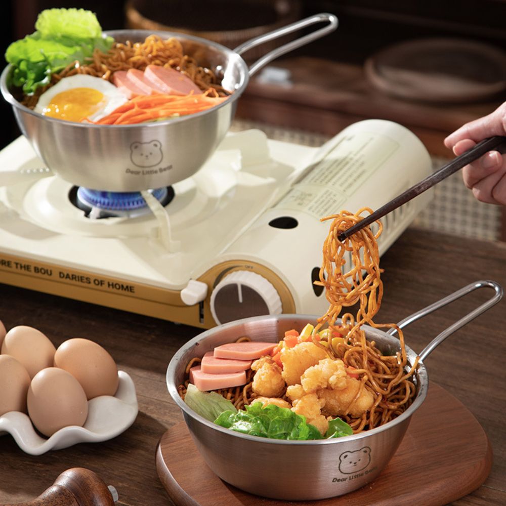 Bear Pattern Korean Noodle Bow - Paella Pan Steel ulasan dan harga
