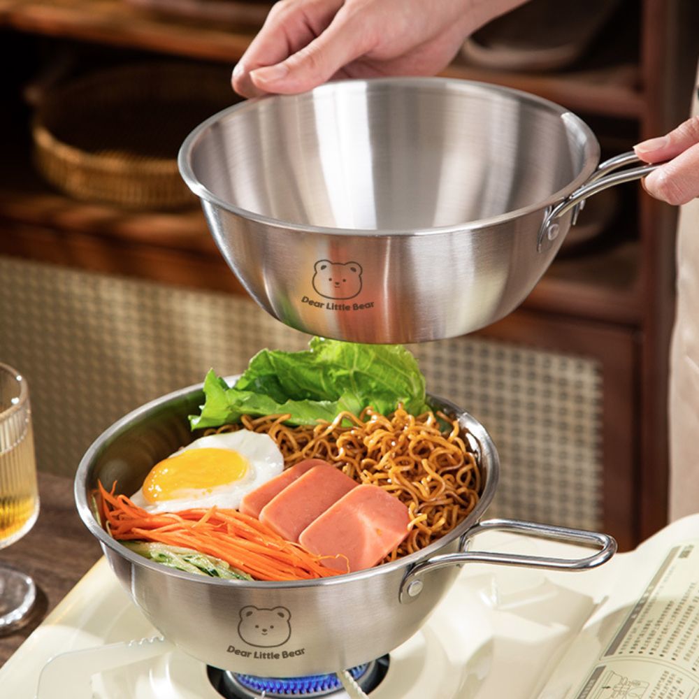 Bear Pattern Korean Noodle Bow - Paella Pan Steel ulasan dan harga