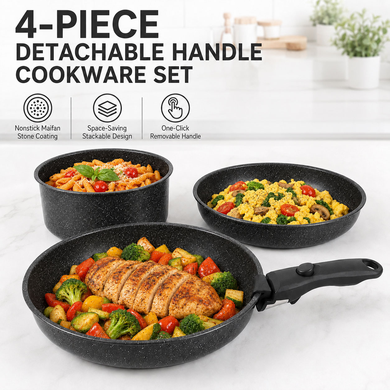 Uwhise 4PCS Nonstick Cookware  - Paella Pan Steel ulasan dan harga